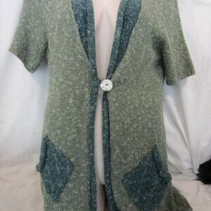 KINTAMANI by WIND RIVER two tone green knit cardigan sweater NWOT Women XL
